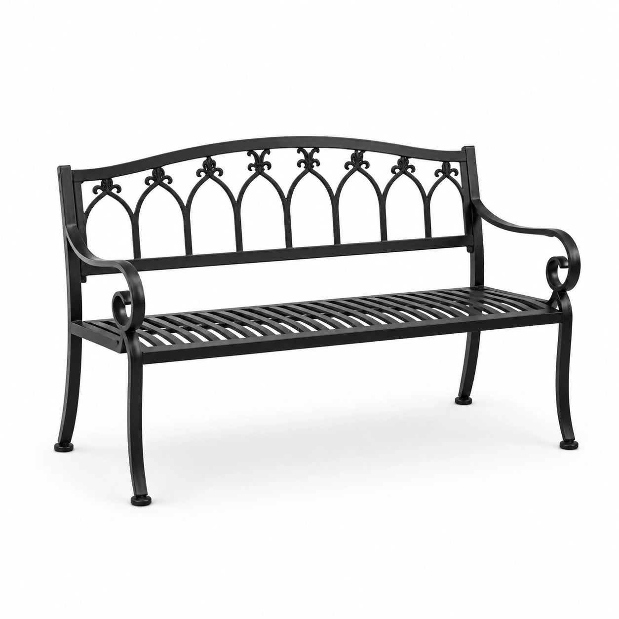 Banco de jardín de metal negro 128x60x85 cm