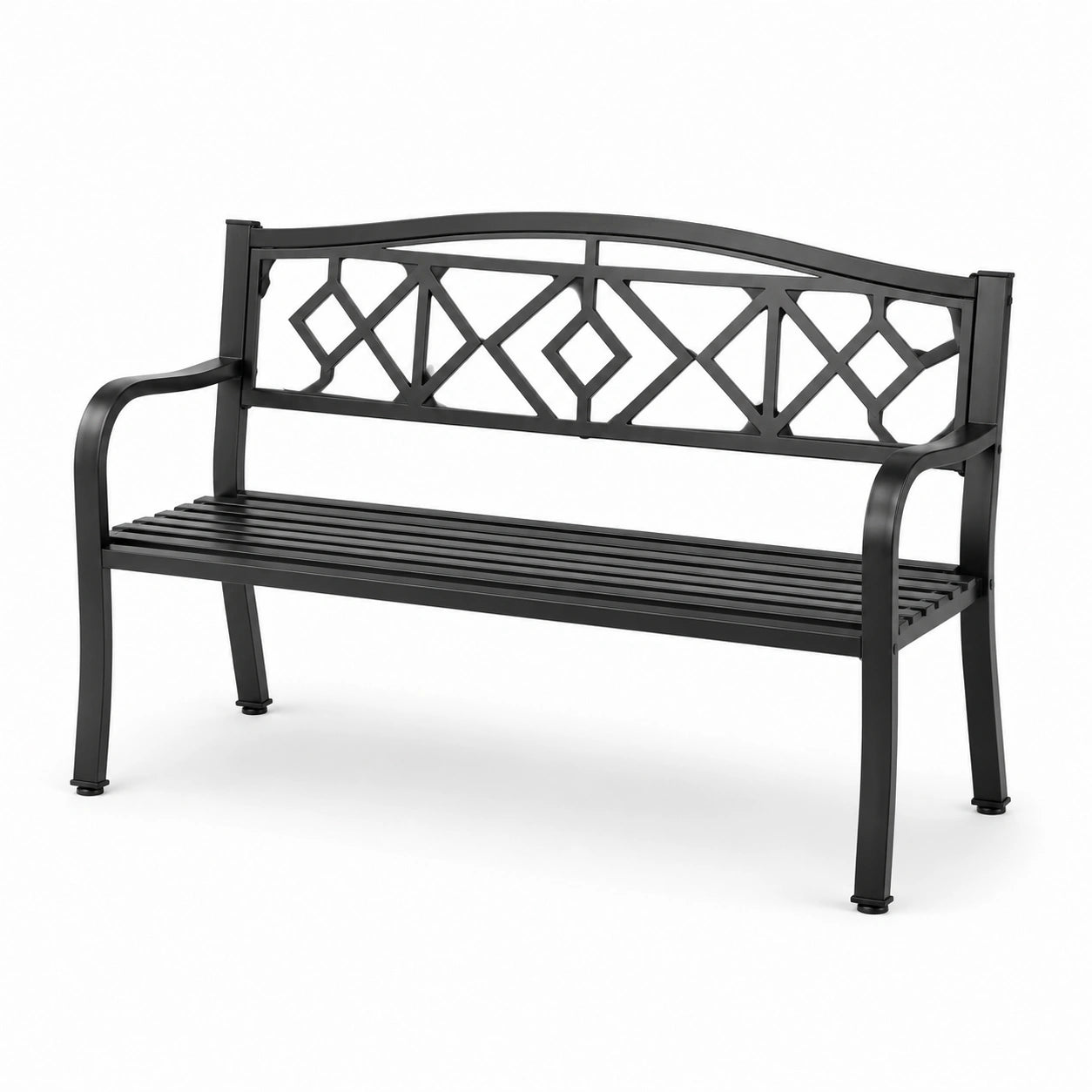 Banco de acero negro con diseño geométrico 125cm