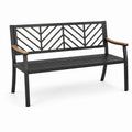Banco de metal con apoyabrazos de madera 122x60x85 cm negro