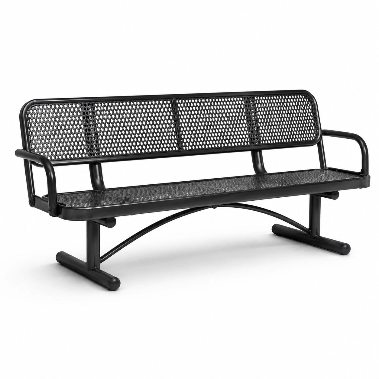 Banco de acero perforado negro para exteriores 150 cm