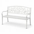 Banco de metal con respaldo decorativo blanco 120 cm