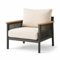 Sillón de aluminio y cuerda con cojines de poliéster beige