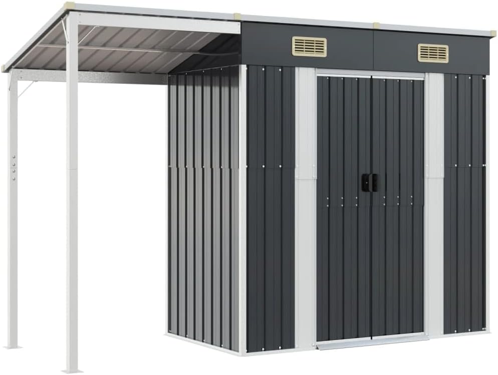Abrigo de jardim, vidaXL, Gartenhaus, 2 L, aço, madeira, Antracite, para utilização no exterior