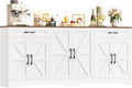 Aparador, HOCSOK, Sideboard, 180cm, regulável, com gavetas, com prateleiras, madeira, Branco, para uso diário