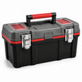 Caja de herramientas de plástico con cierres metálicos y asa negro/rojo