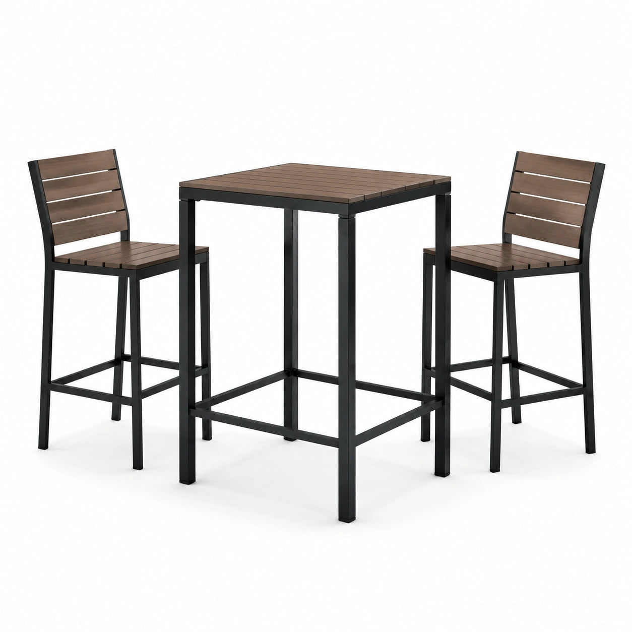 Conjunto de bar de madera y metal marrón/negro