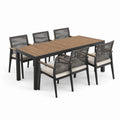 Set de Jardín de Aluminio y Madera para 6 Personas