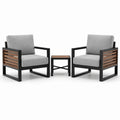 Conjunto de mobiliario exterior con sillones y mesa de aluminio y madera en gris y negro