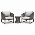 Set de Jardín con 2 Sillones y Mesa de Centro de Aluminio y Vidrio Templado