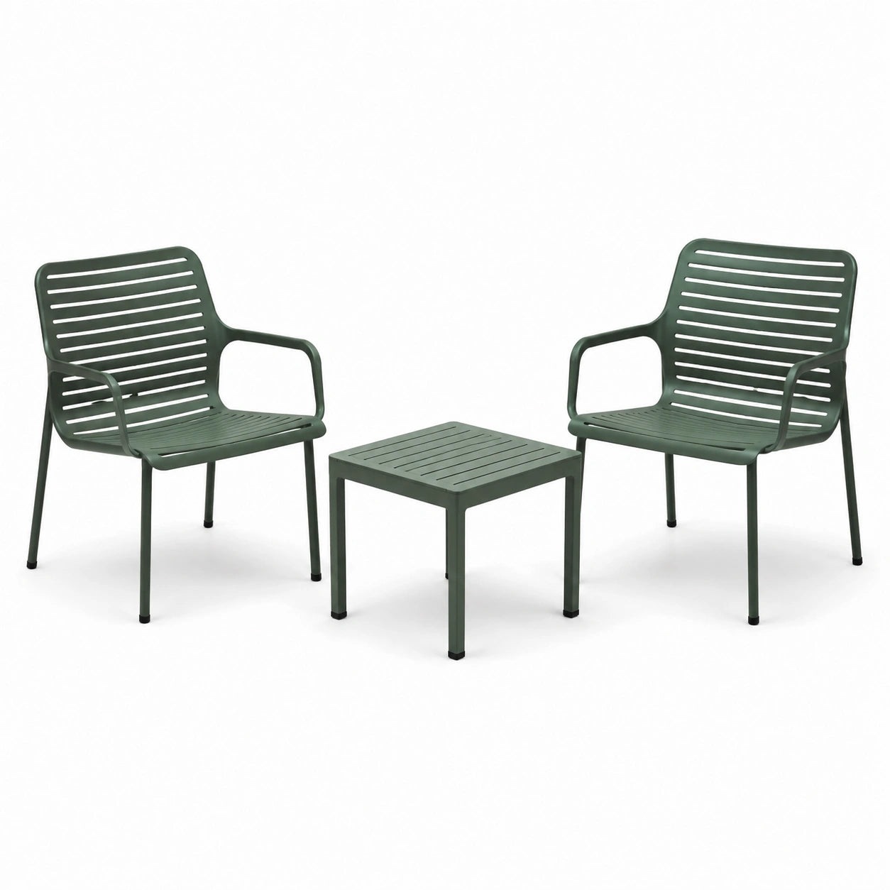 Conjunto de muebles de jardín de aluminio verde con 2 sillas y mesa