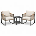 Conjunto de Muebles de Jardín de Aluminio con Sillones y Mesa Cuadrada Crema y Negro