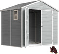 Abrigo de jardim, Outsunny, Ger, 228 cm, 240 × 190 × 228 cm, 240L, 74L, resistente à água, alumínio, plástico, HellCinzento