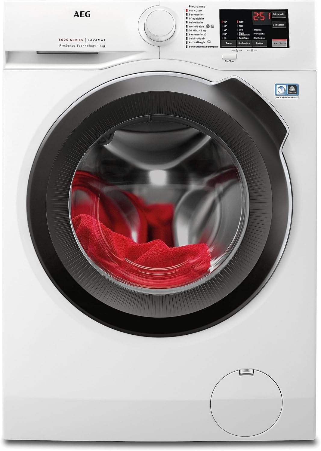 AEG, Máquina de lavar roupa, Serie, 8 kg, algodão, Mehrfarbig, para uso diário
