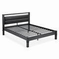 Estructura de cama metal negro con cabecero de polipiel 200x150 cm