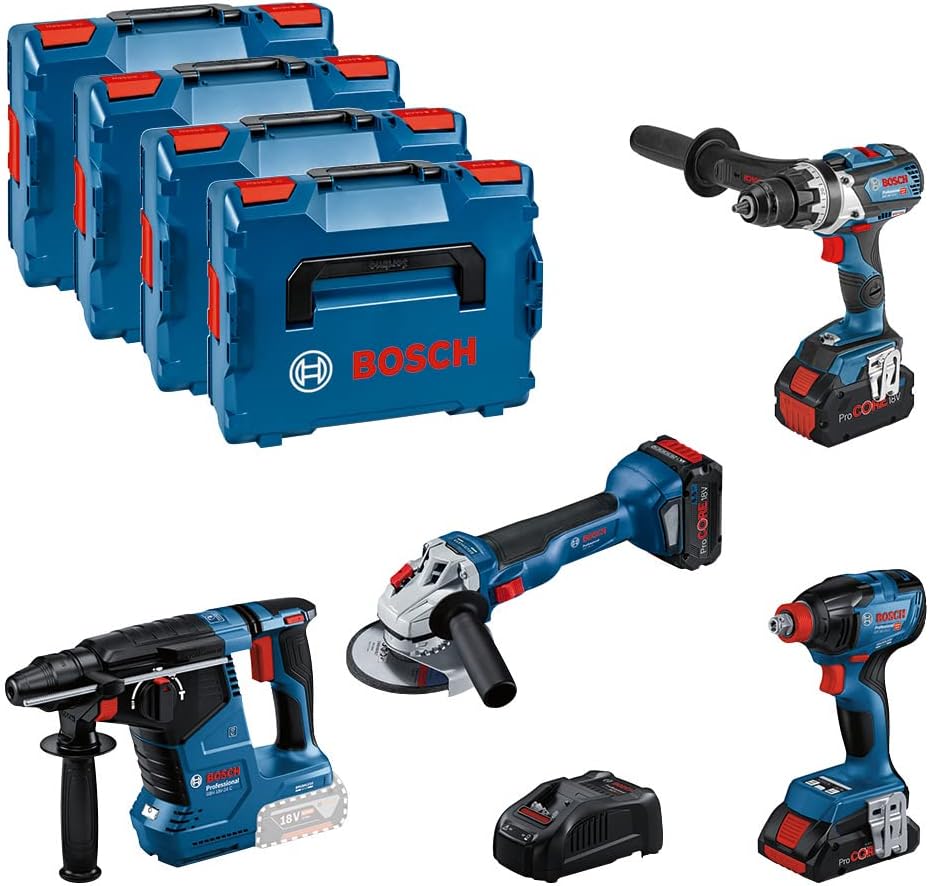Berbequim aparafusador, Bosch Professional, 18V, 5.5Ah, 4.0Ah, 4', com bateria, com carregador, Mehrfarbig, para trabalhos de manutenção