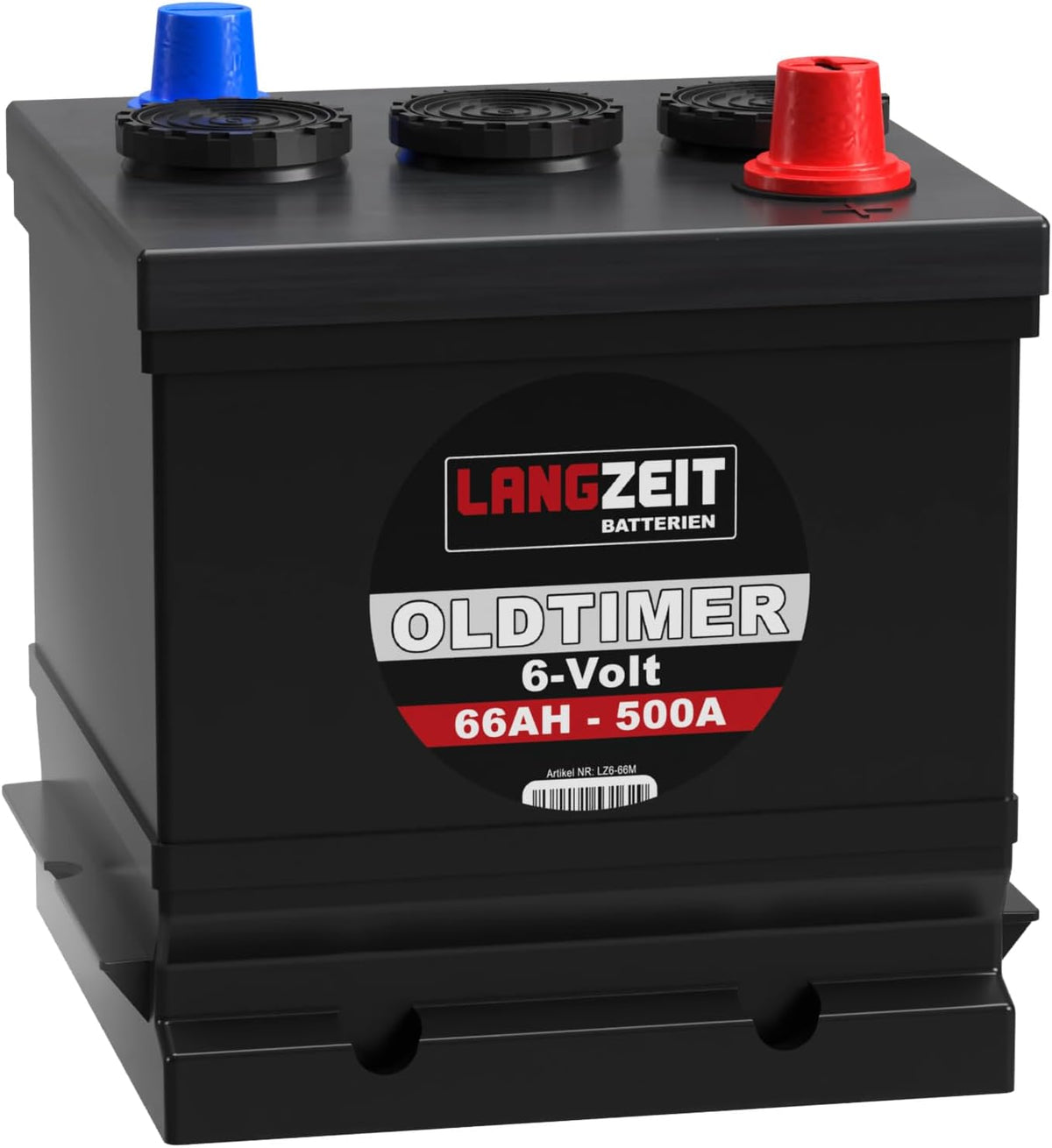 Bateria automóvel, LANGZEIT Batterien, 6V, 66Ah, 360A, 187 × 169 × 190 mm, com temporizador, Mehrfarbig, para uso diário