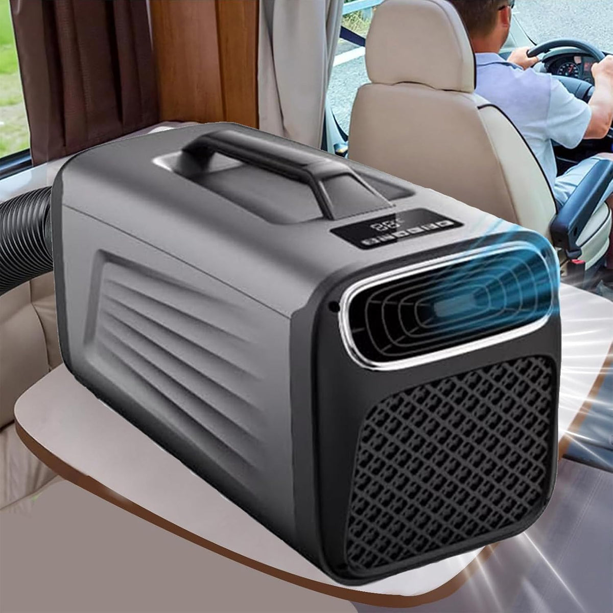 Ar condicionado portátil, GIZMIT, 400 W, 35 cm, 15 kg, 57 × 28 × 35 cm, com comando à distância, Cinzento, para uso diário