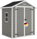 Abrigo de jardim, STEELSØN, Novara, 182 × 134 cm, 134 cm, 205 cm, 210 cm, 170 × 123 × 205 cm, plástico, Preto, para utilização no exterior