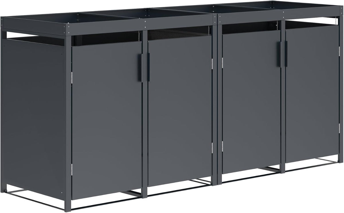Abrigo para contentores, DEGAMO, 8cm, 264cm, 80cm, 124cm, 264 × 80 × 124cm, aço inoxidável, aço, Antracite, para utilização no exterior