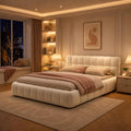 Cama, LKPOMI, 200 cm, 160 × 200 cm, 250 kg, sem colchão, madeira, Bege, para o quarto