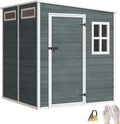Abrigo de jardim, Outsunny, Ger, 196 cm, 182 × 182 × 196 cm, 182 cm, 162 cm, 182 × 182 cm, alumínio, madeira, Cinzento, para utilização no exterior