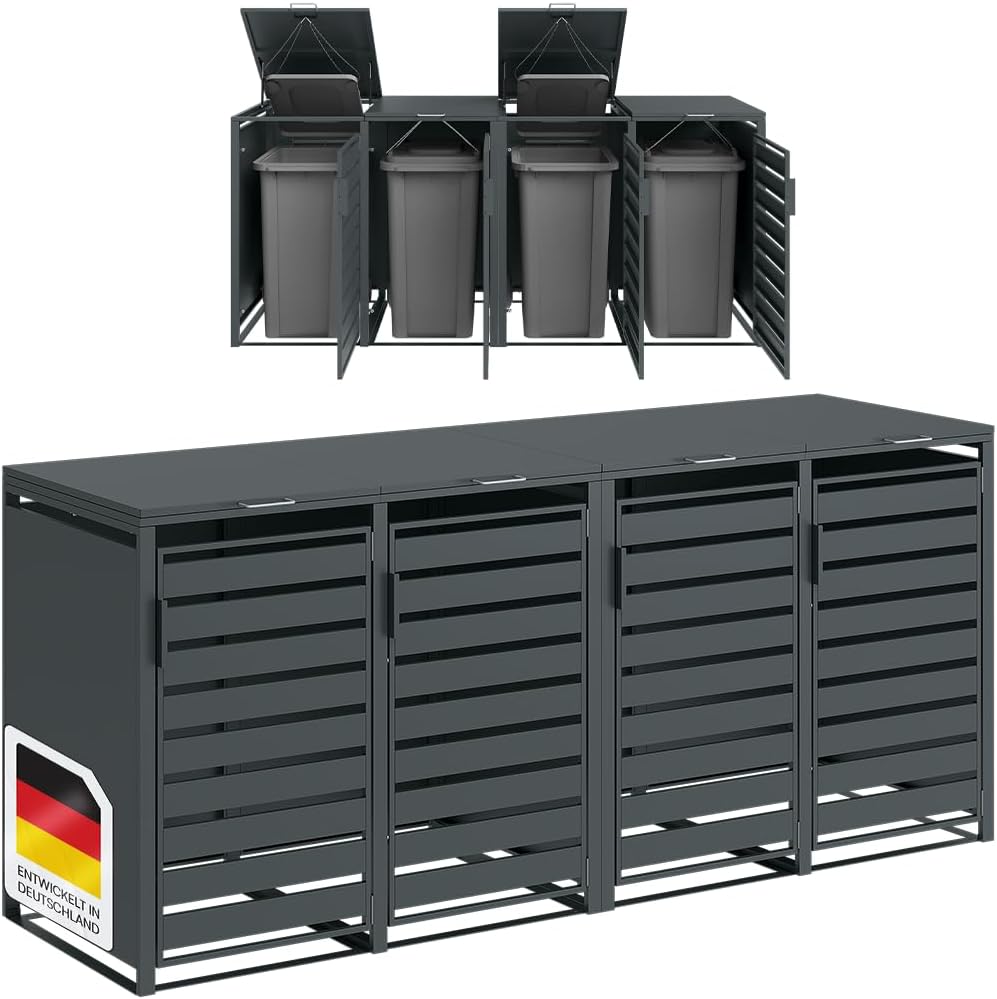 Abrigo para contentores, STEELSØN, Kestra, 240L, aço, Antracite, para utilização no exterior