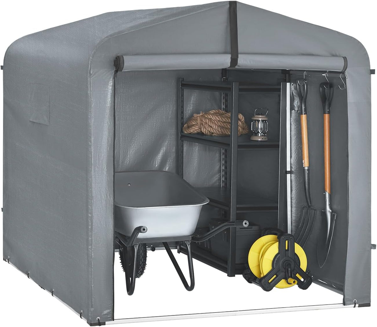 Abrigo para automóvel, SoBuy, Fahrradgarage, 159 × 165 × 219 cm, 11 kg, com rodas, alumínio, metal, Prateado, para utilização no exterior