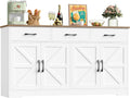 Aparador, HOCSOK, Sideboard, 150cm, 38,5 cm, 150 × 38,5 cm, 3 níveis, altura regulável, regulável, com gavetas, madeira, Branco, para uso diário